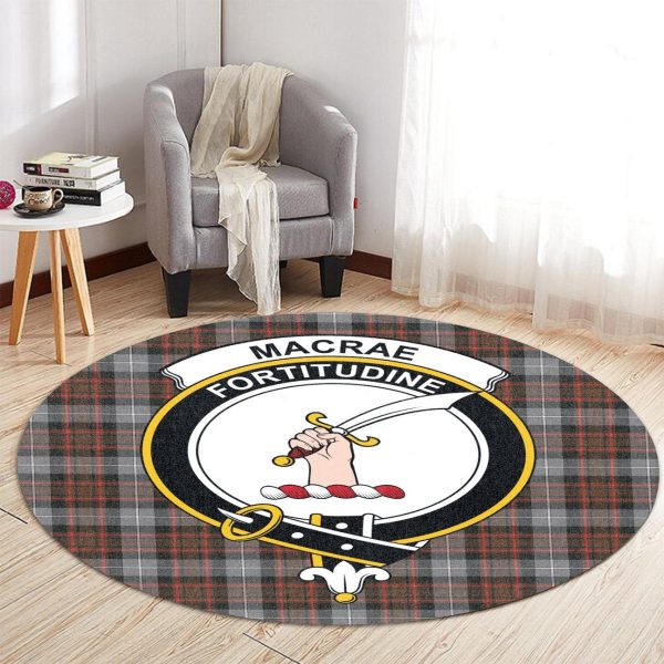 MacRae Hunting Weathered Tartan Crest Round Rug For Discount - Image 2