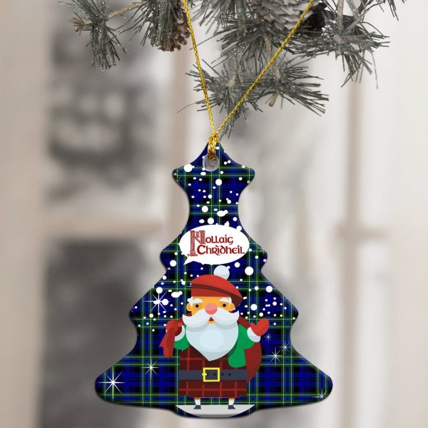 Arbuthnot Modern Tartan Christmas Ceramic Ornament - Santa Style Discount