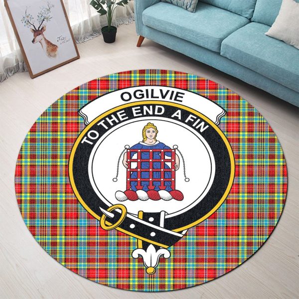 Ogilvie Tartan Crest Round Rug For Discount