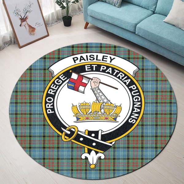 Paisley Tartan Crest Round Rug Hot on Sale