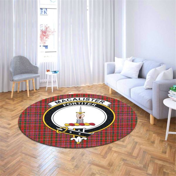 MacAlister Modern Tartan Crest Round Rug For Discount - Image 4