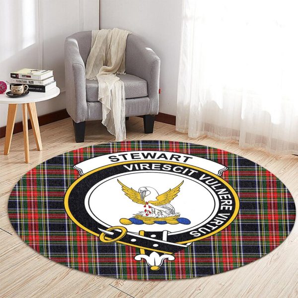 Stewart Black Tartan Crest Round Rug Online - Image 2