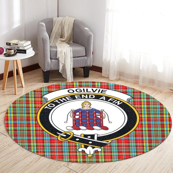 Ogilvie Tartan Crest Round Rug For Discount - Image 2