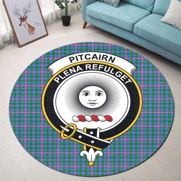Pitcairn Hunting Tartan Crest Round Rug Supply