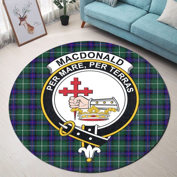 MacDonald of the Isles Hunting Modern Tartan Crest Round Rug Hot on Sale