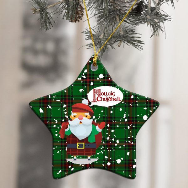 Fife District Tartan Christmas Ceramic Ornament - Santa Style For Sale - Image 3