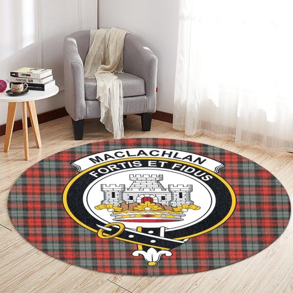 MacLachlan Weathered Tartan Crest Round Rug Online Sale - Image 2