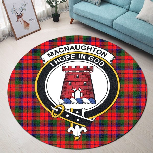 MacNaughton Modern Tartan Crest Round Rug Discount