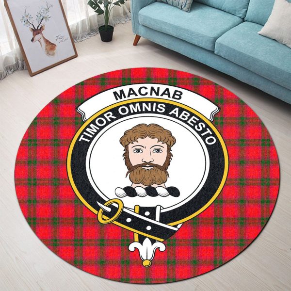 MacNab Modern Tartan Crest Round Rug Fashion