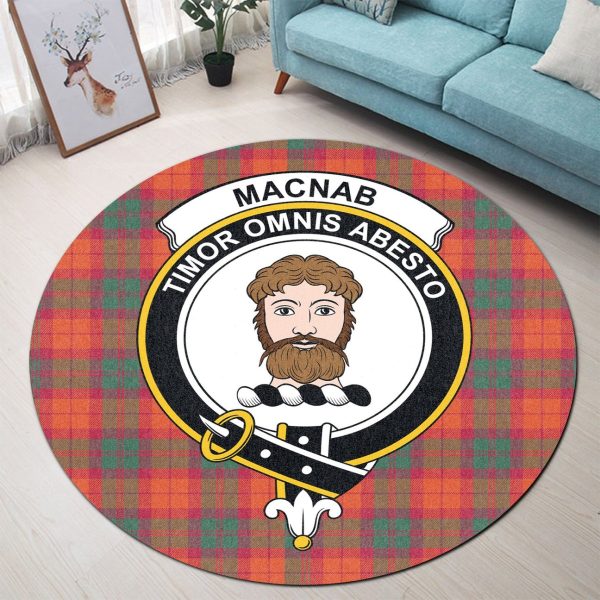MacNab Ancient Tartan Crest Round Rug Hot on Sale
