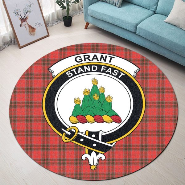 Grant Weathered Tartan Crest Round Rug Hot on Sale