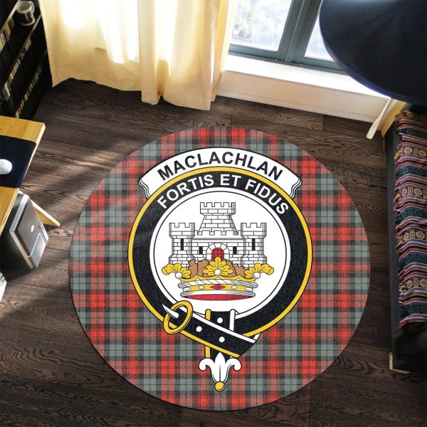 MacLachlan Weathered Tartan Crest Round Rug Online Sale - Image 3